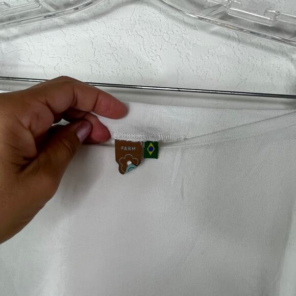 FARM Rio white wrap front skirt, size M, minimalist, resortwear, zipper side - Picture 6 of 8